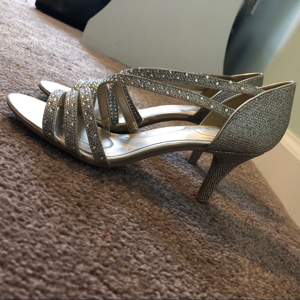Off-Silver Glittery Heels